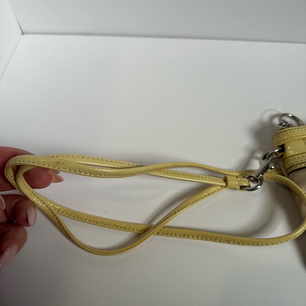 Coach Poppy Y2K Yellow Leather and Khaki Jacquard Signature Mini Crossbody - EUC - Picture 13 of 17